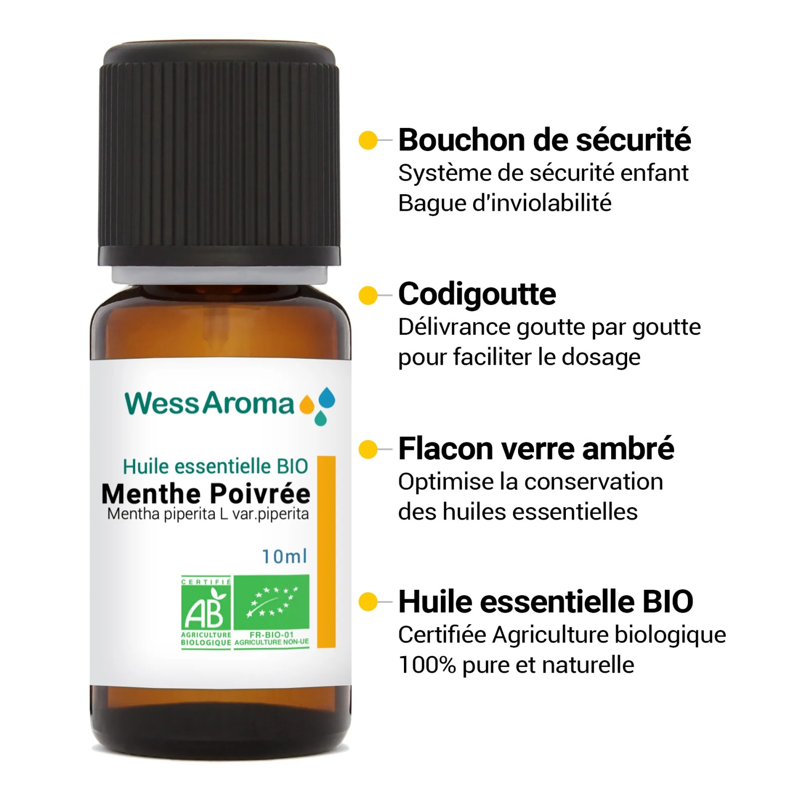 Huile essentielle bio de Menthe Poivrée